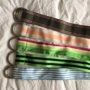 Multiple striped belts in various colors